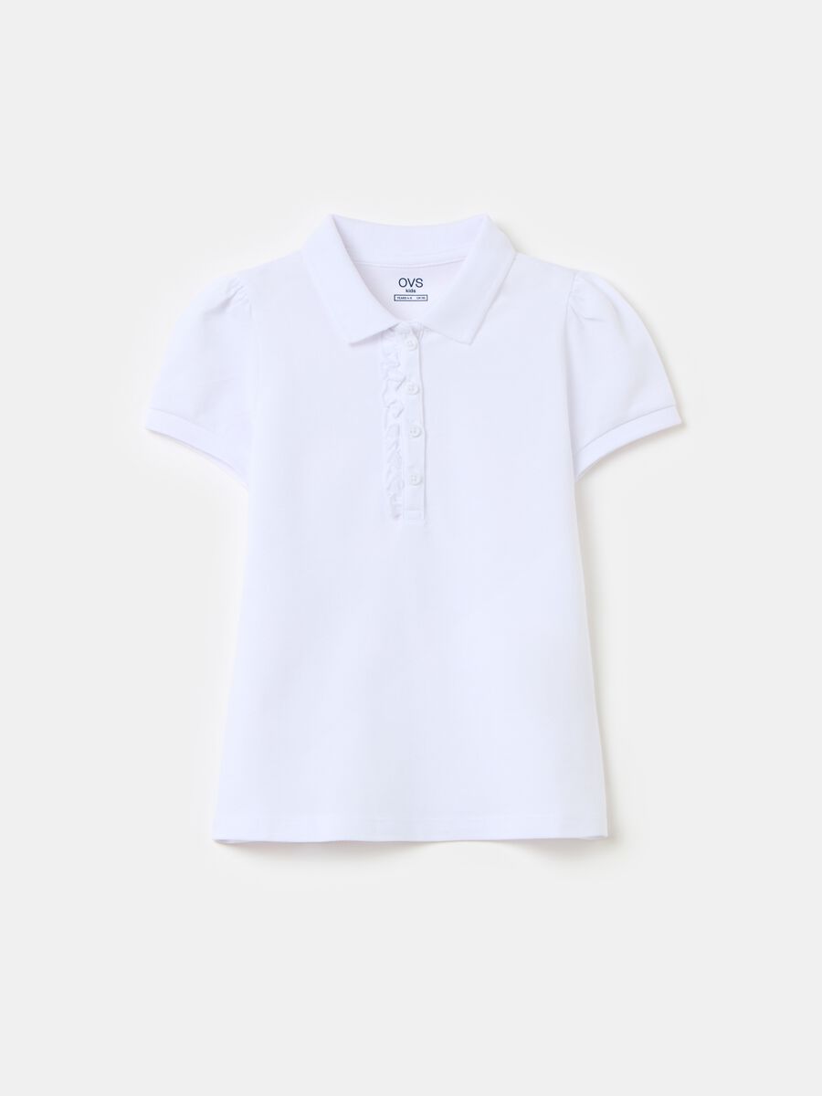 Cotton piquet polo shirt with frill_0
