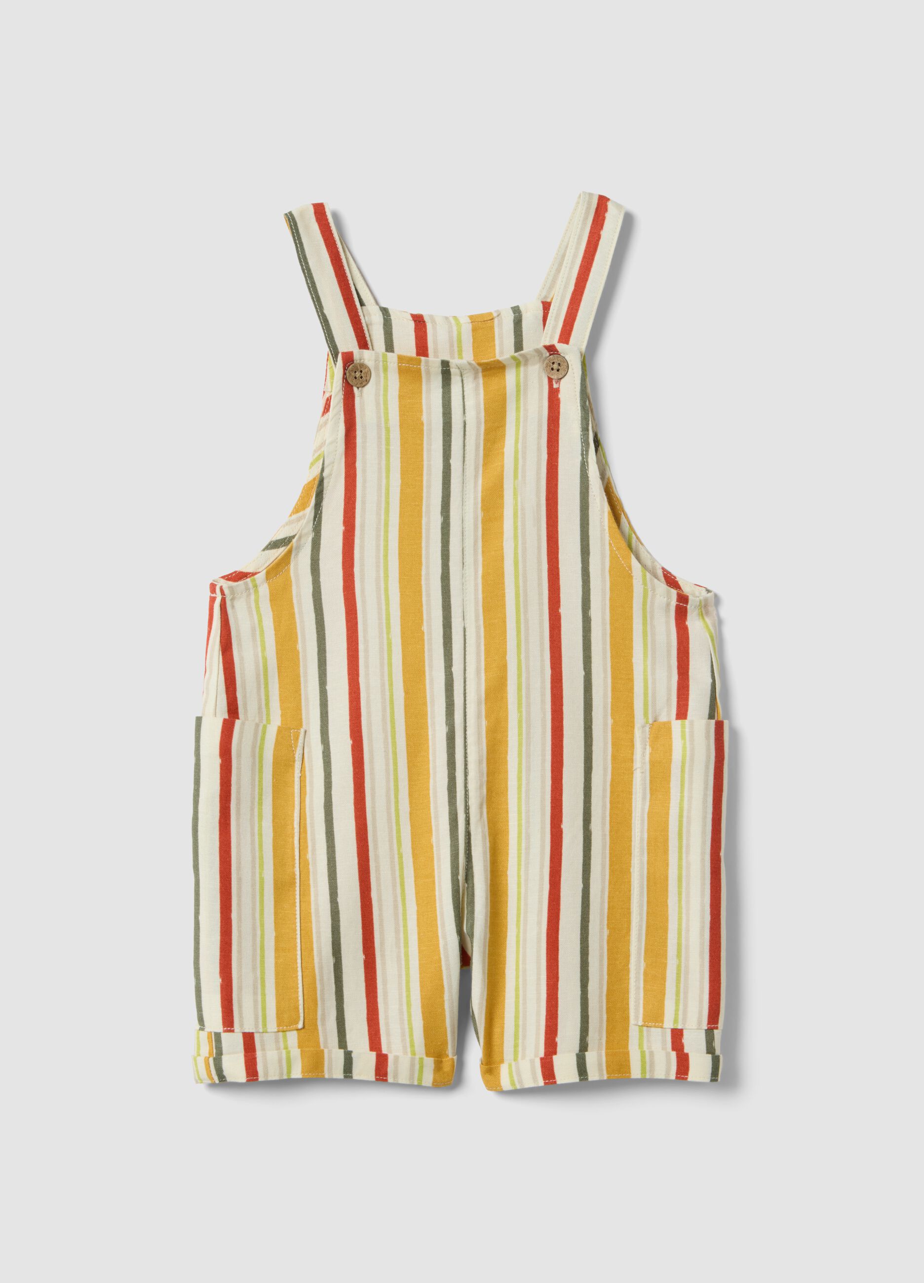 Multicoloured striped viscose blend dungarees for boys with regular fit