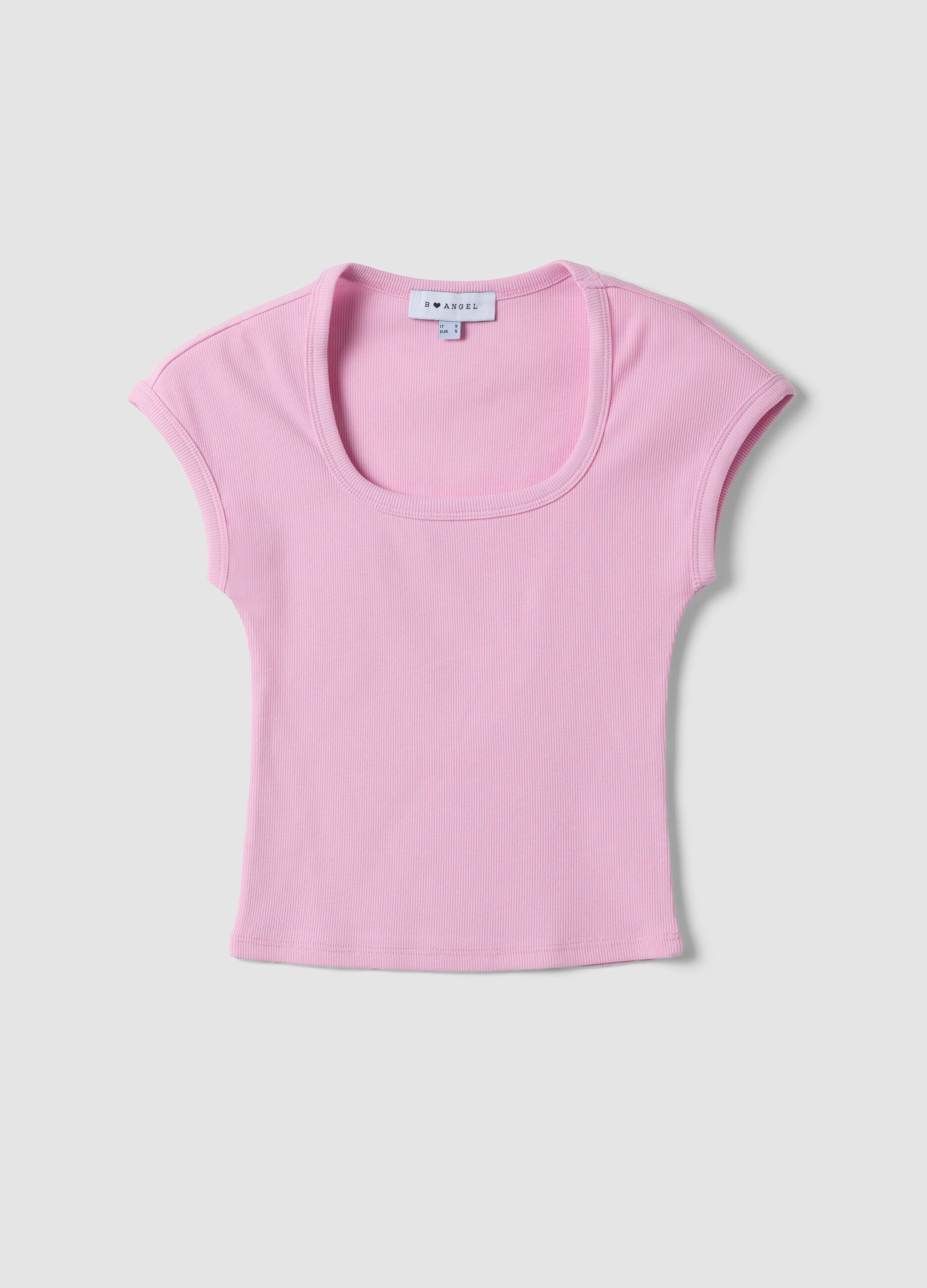 Pink stretch-cotton T-shirt