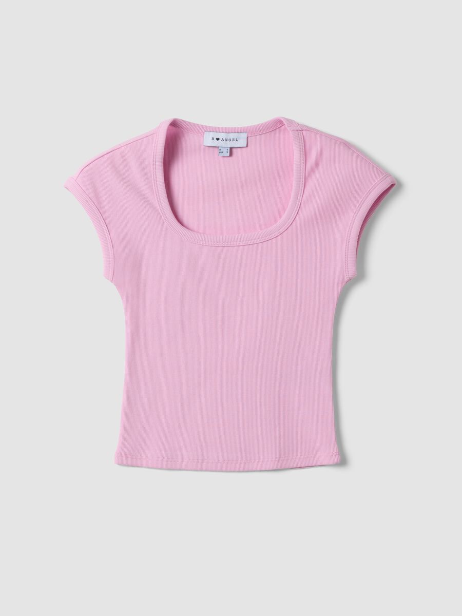 Pink stretch-cotton T-shirt_0