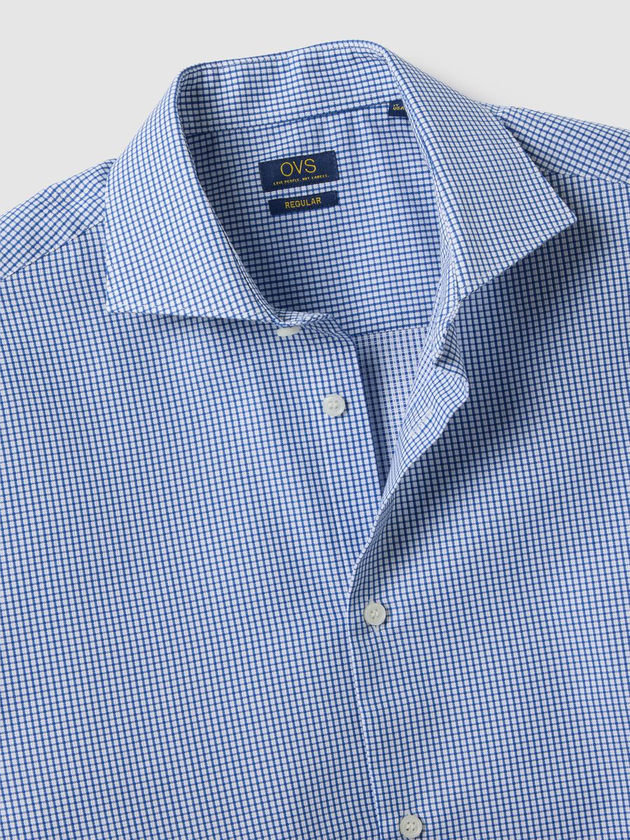 Light blue checked pure cotton regular fit easy iron shirt_5