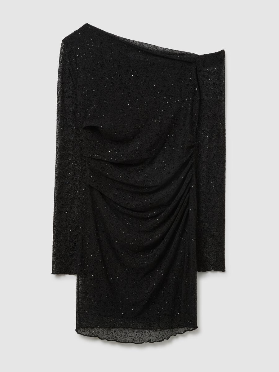 Abito a spalla scoperta nero regular fit_4