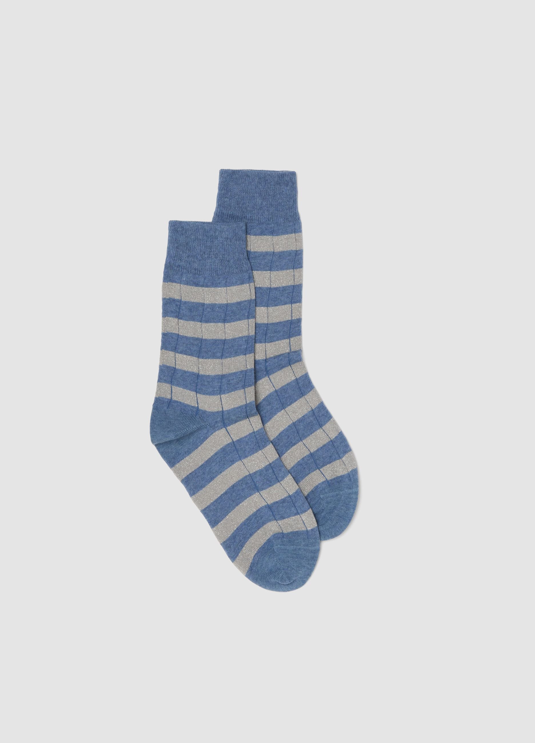 Multicolour Stripe Elasticated Cotton Blend Socks