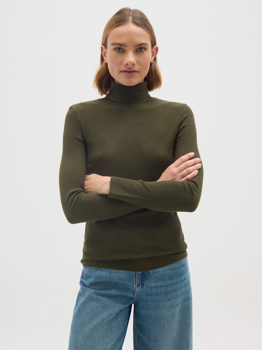 Green regular fit sweater_0