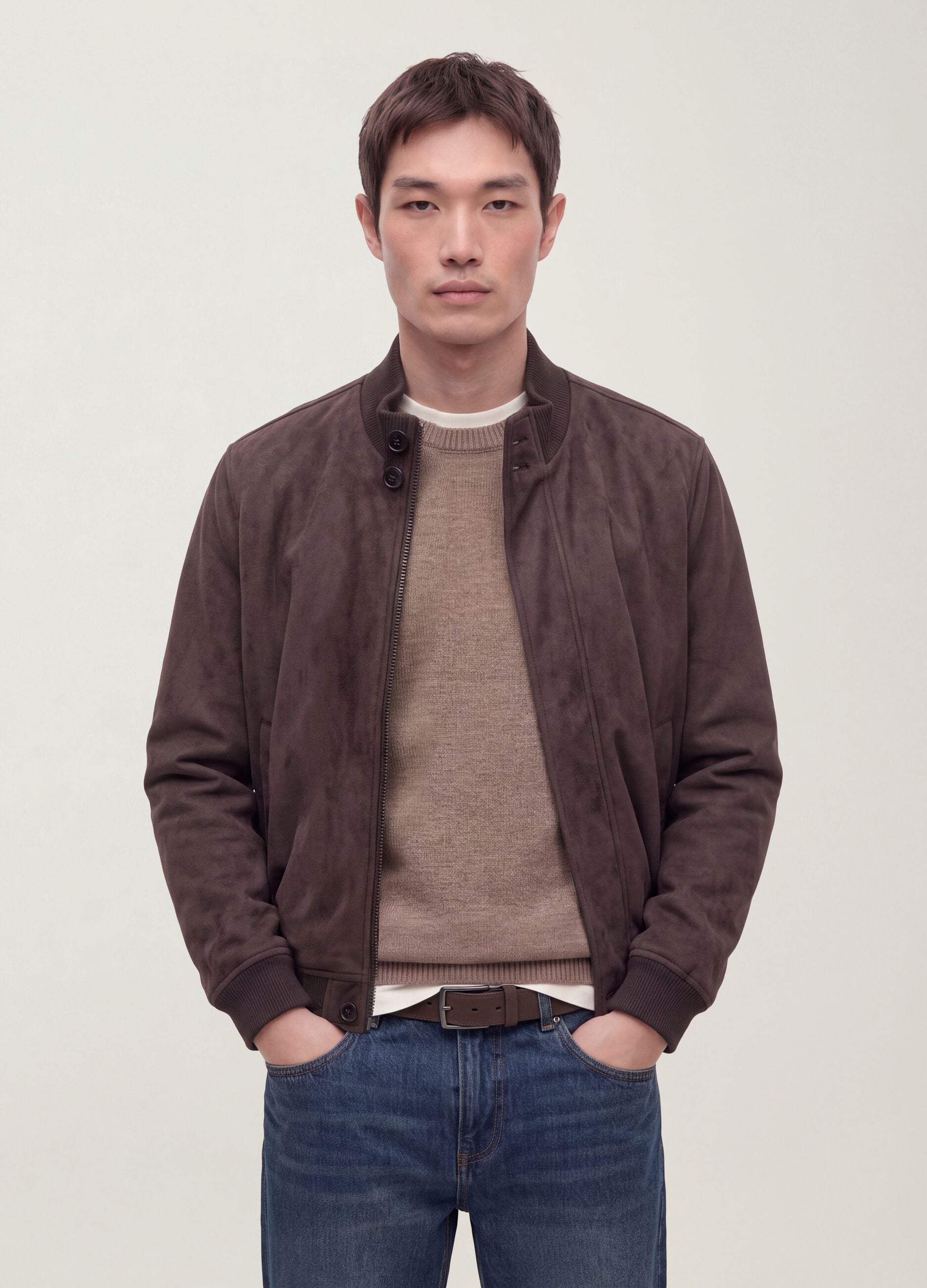 Giubbotto marrone regular fit con zip