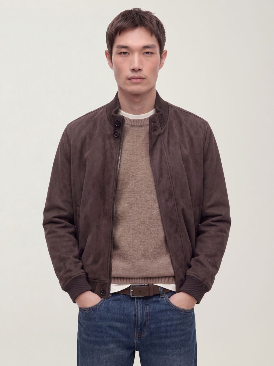 Giubbotto marrone regular fit con zip_0