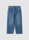 Light Blue Pure Cotton Wide-Leg Jeans for Boys_0