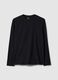 Black long sleeve stretch cotton regular fit T-shirt_4