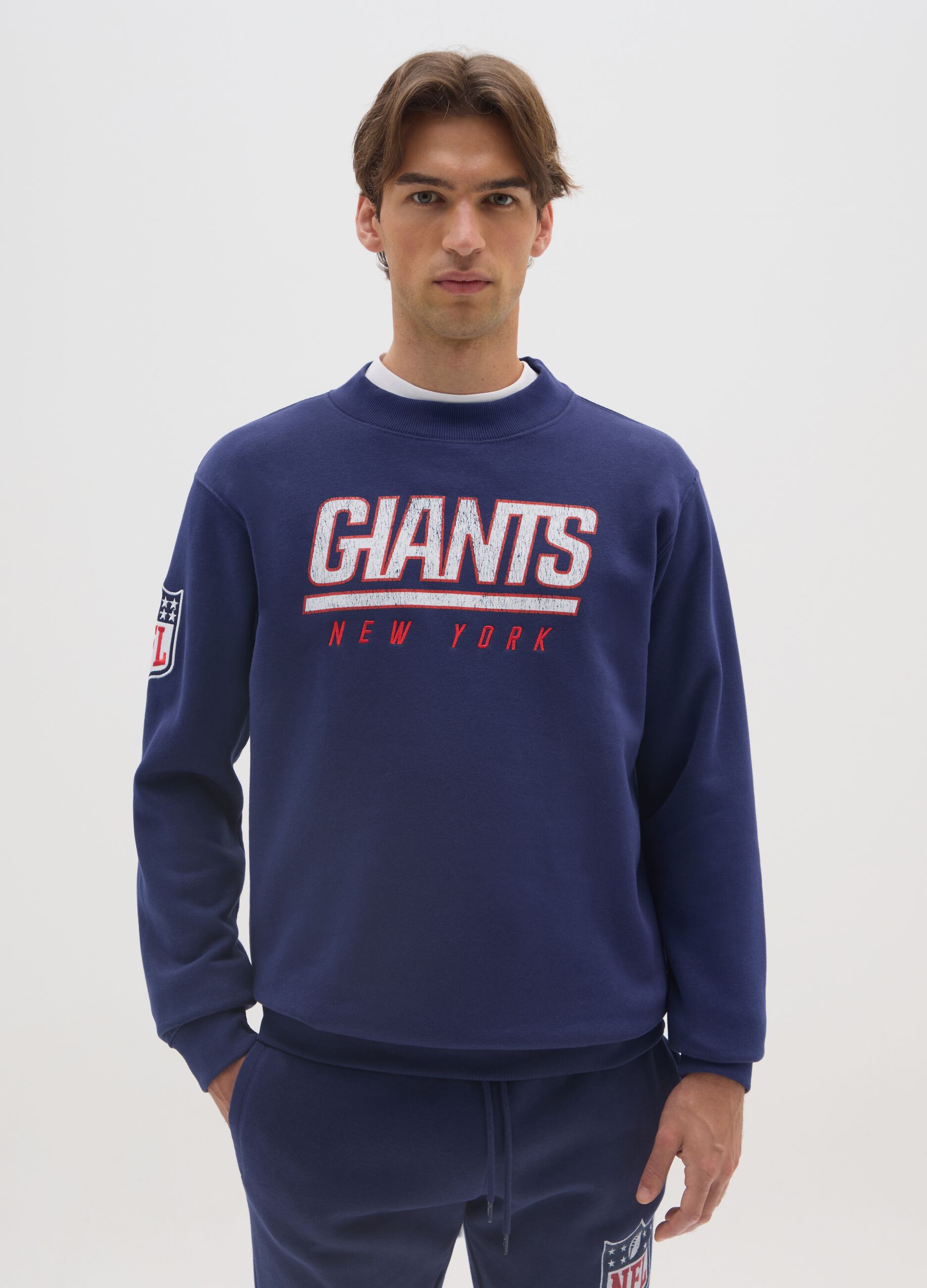 Blue cotton blend sweatshirt with Giants print