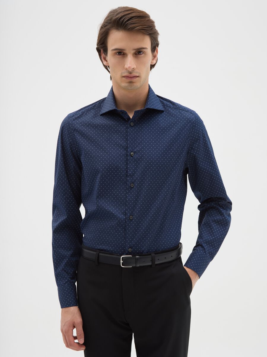 Multicolour stretch cotton slim fit shirt_0