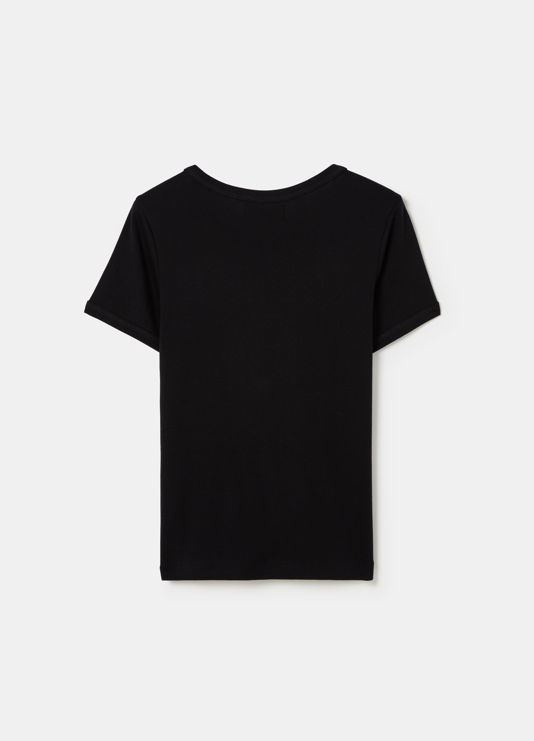 Stretch cotton T-shirt with crew-neck