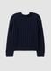 Maglia blu in misto lana a trecce con girocollo over fit_2