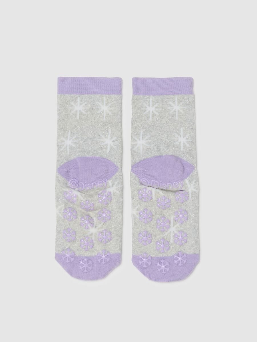 Frozen grey anti-slip cotton blend girl's socks_2