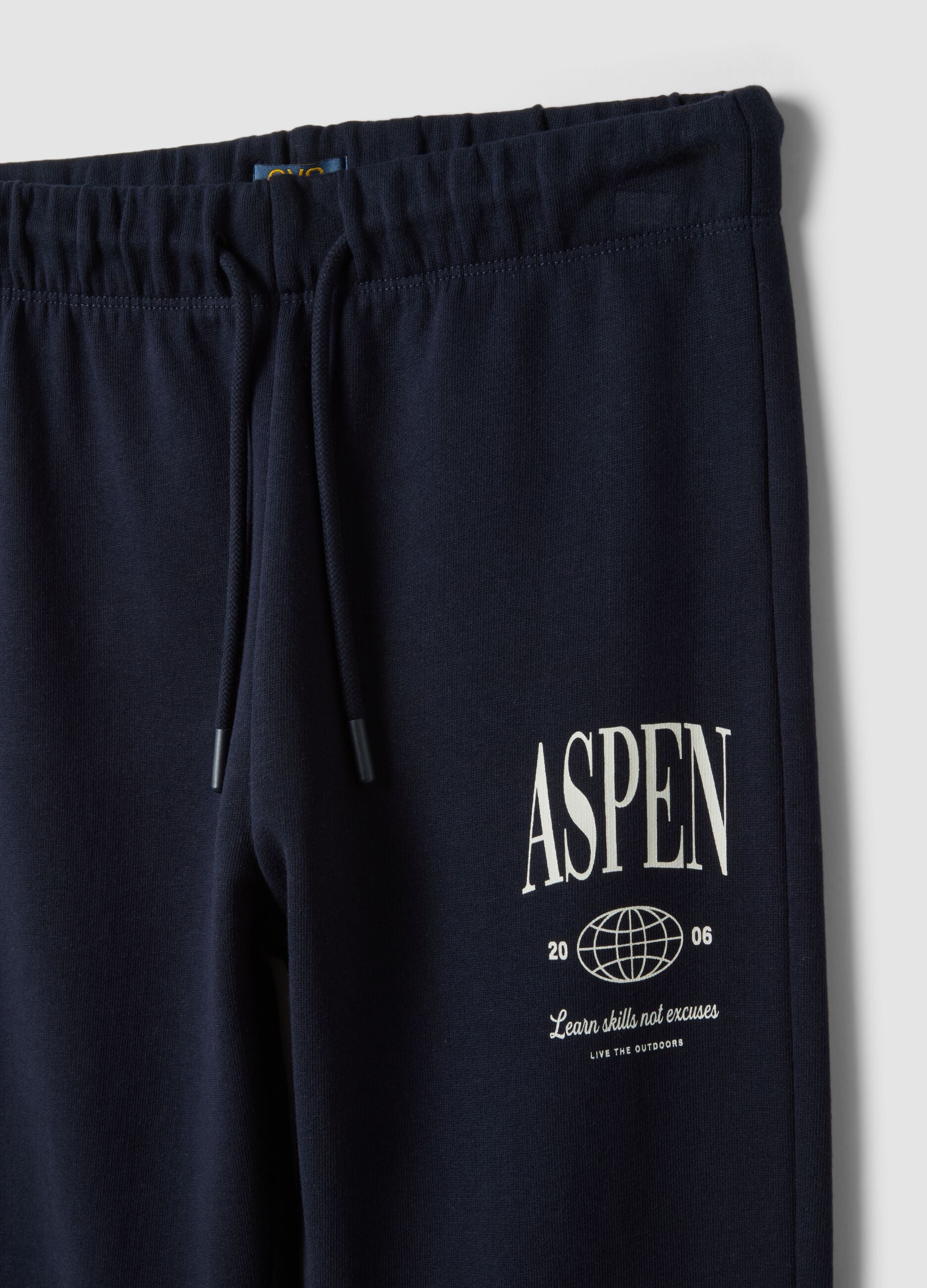 Navy cotton fleece joggers, regular fit