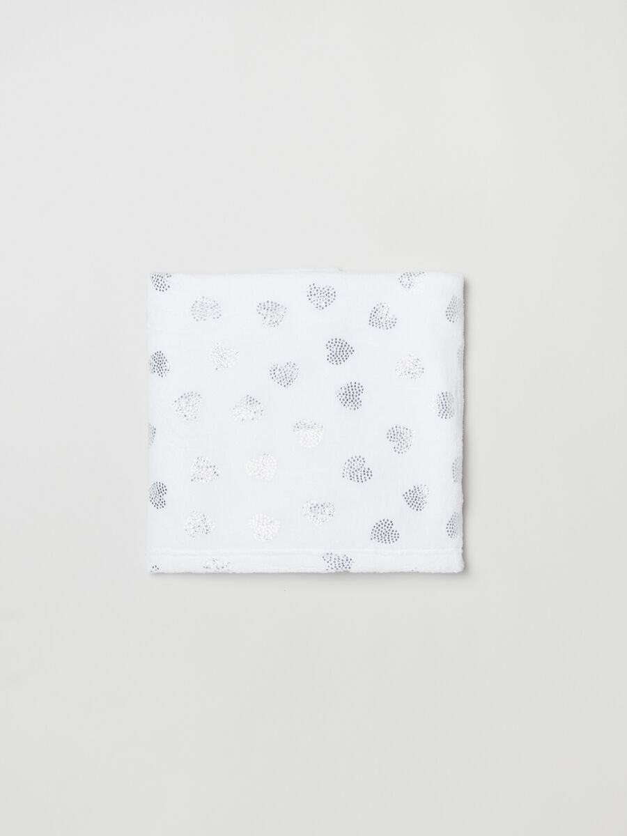Coperta in velour con stampa cuori_0