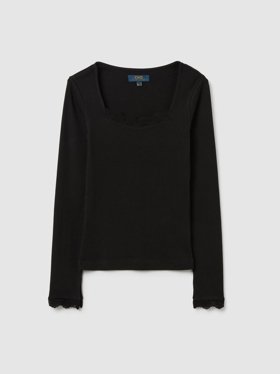 Maglia in misto cotone nera regular fit_4