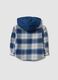 Blue check oversized cotton hooded shirt for baby boy_1