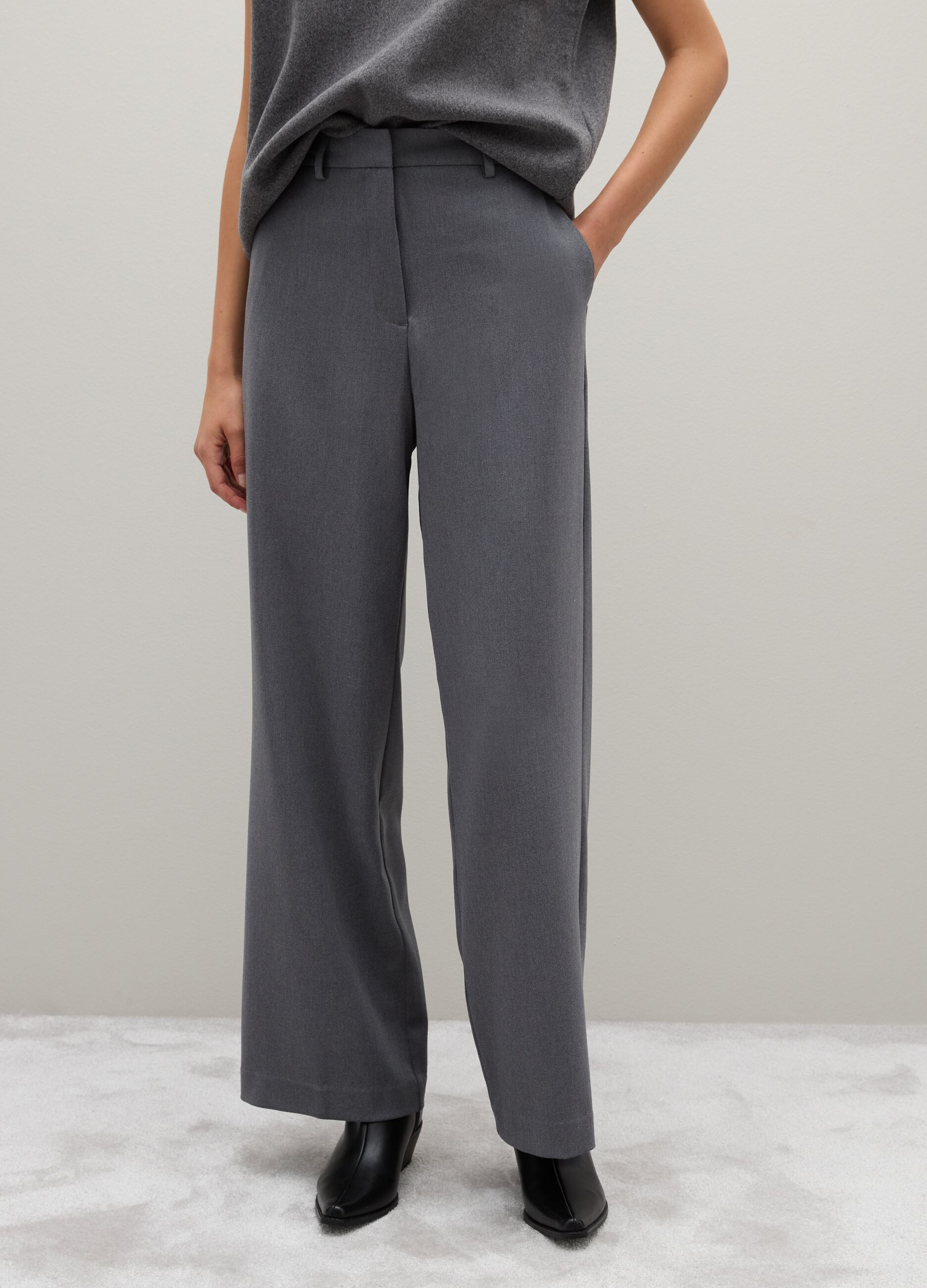 Grey Flare Trousers
