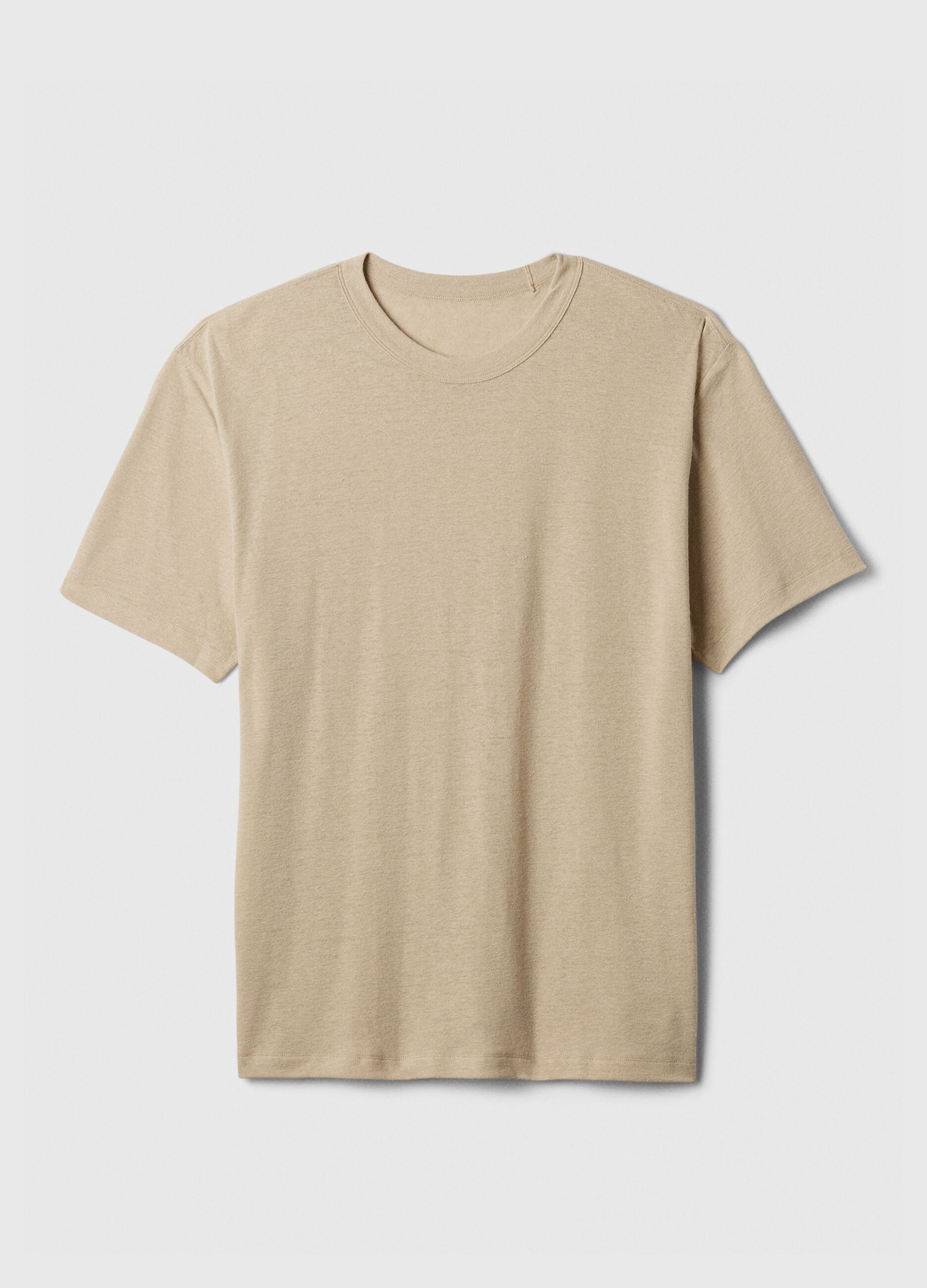 T-shirt with round neck in linen blend