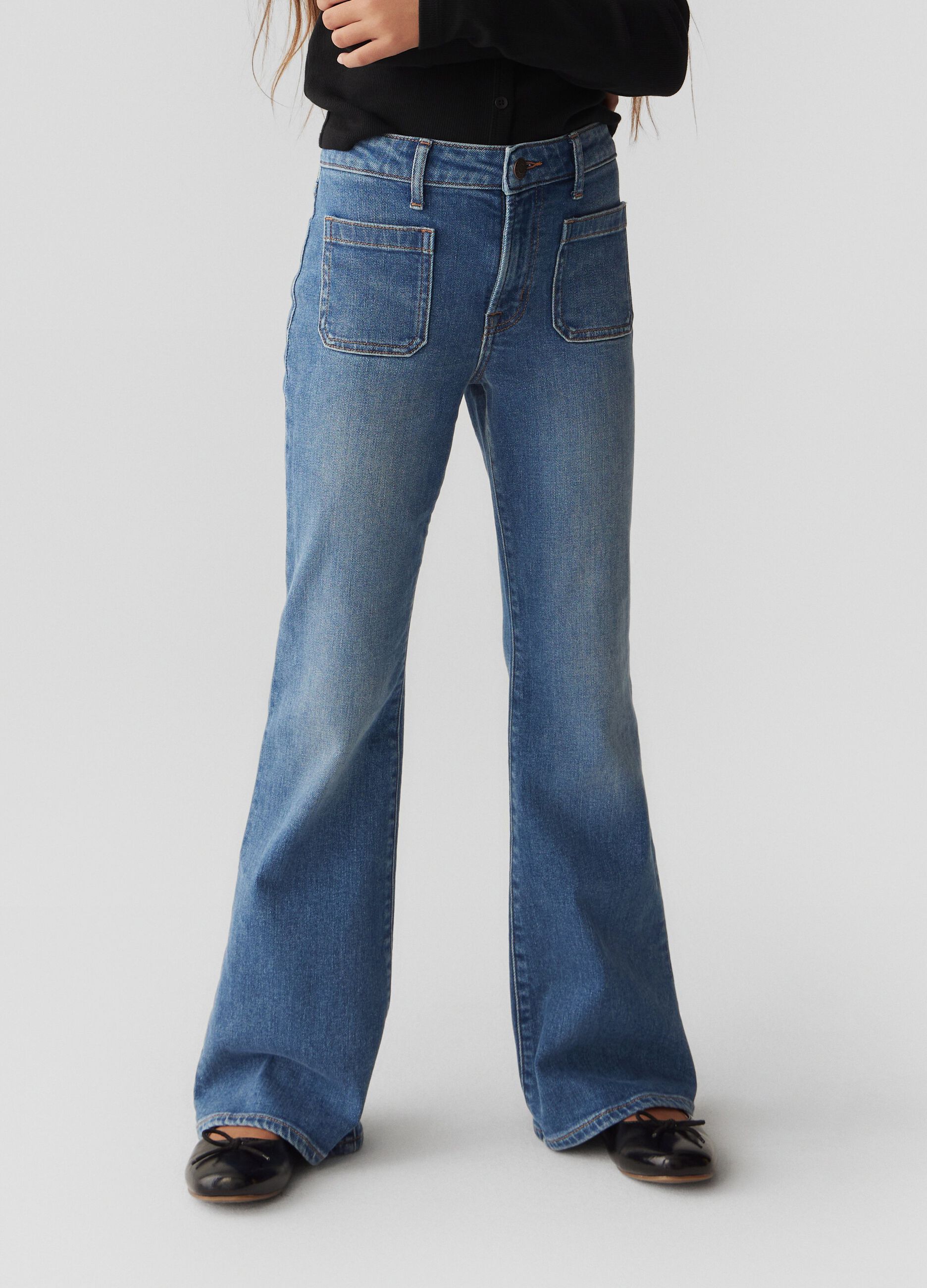 High-waist, flare-fit jeans
