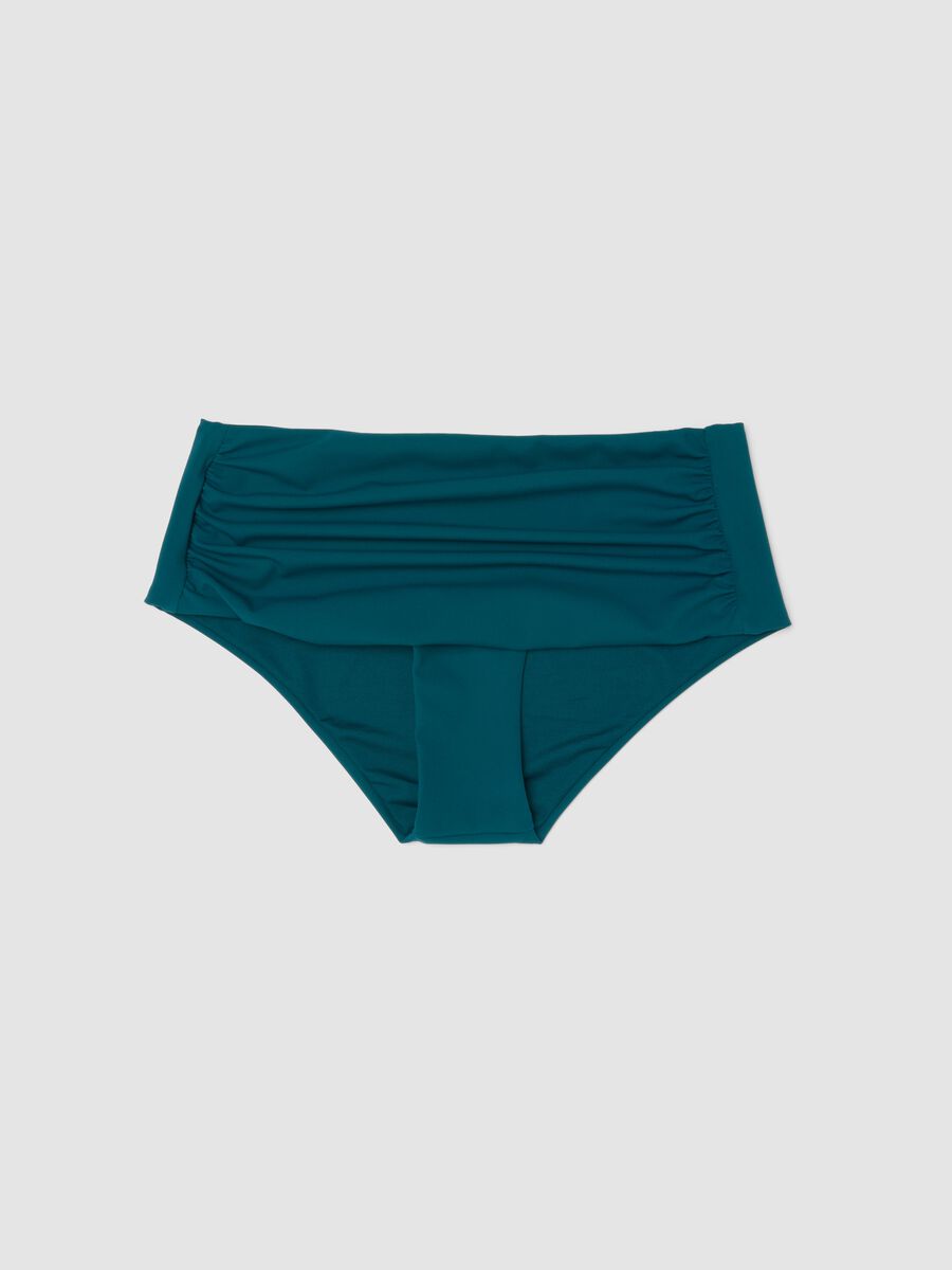 Slip bikini verde in tessuto elasticizzato a vita alta con effetto shaping_4