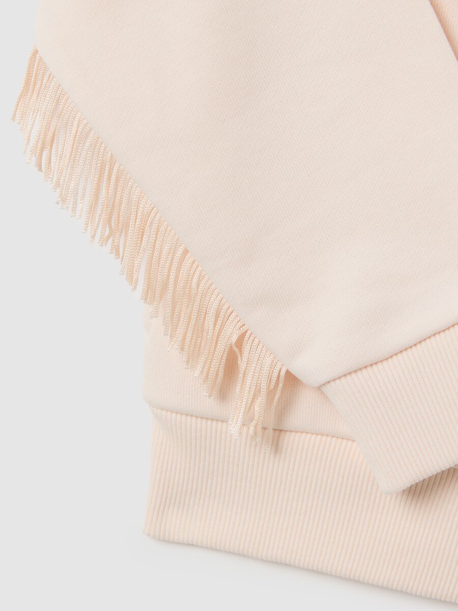 Girls' pink cotton hoodie regular fit with fringes_2