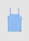 Light blue pure cotton ribbed vest top_0