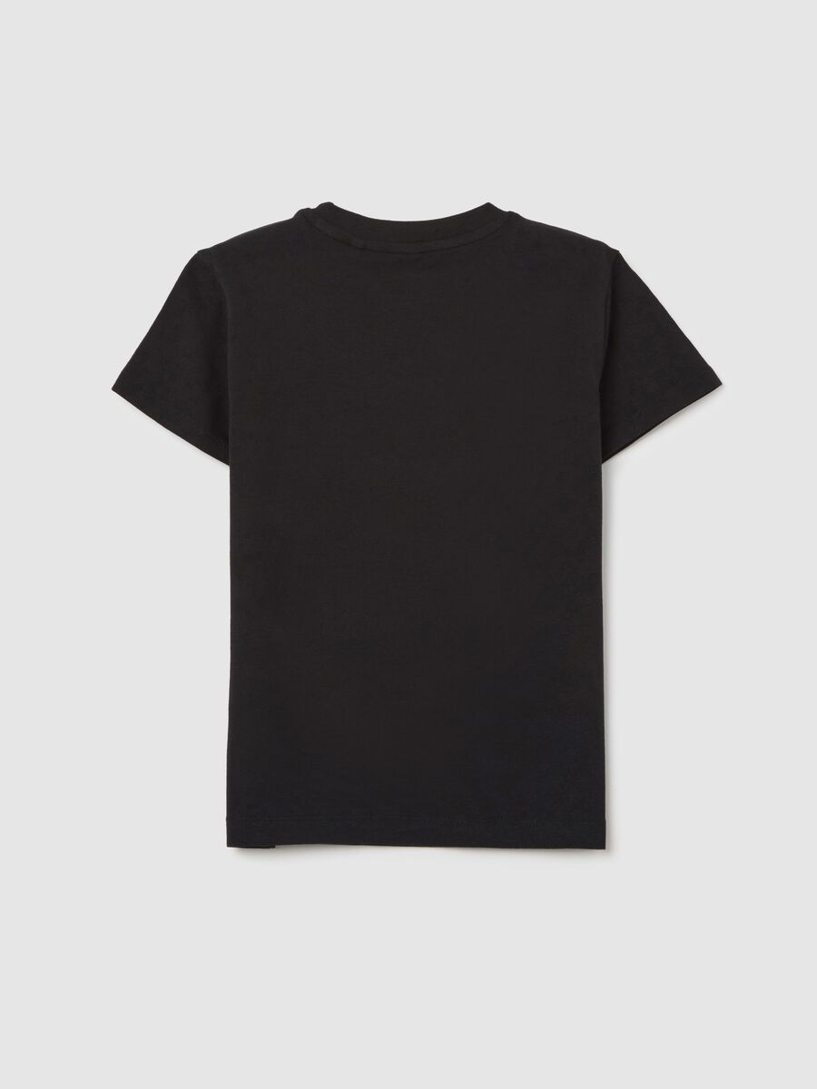 T-shirt nera in cotone elasticizzato con stampa _4