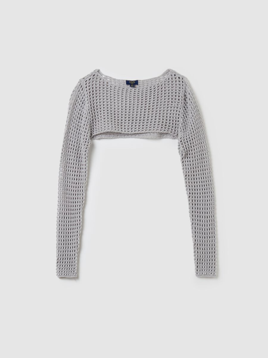 Openwork knit cropped cardigan_3