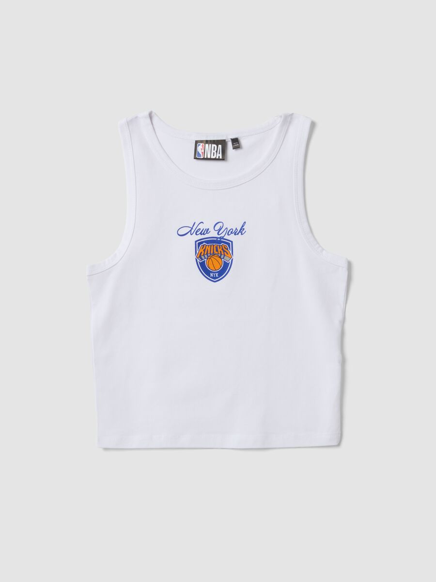White stretch cotton tank top_0