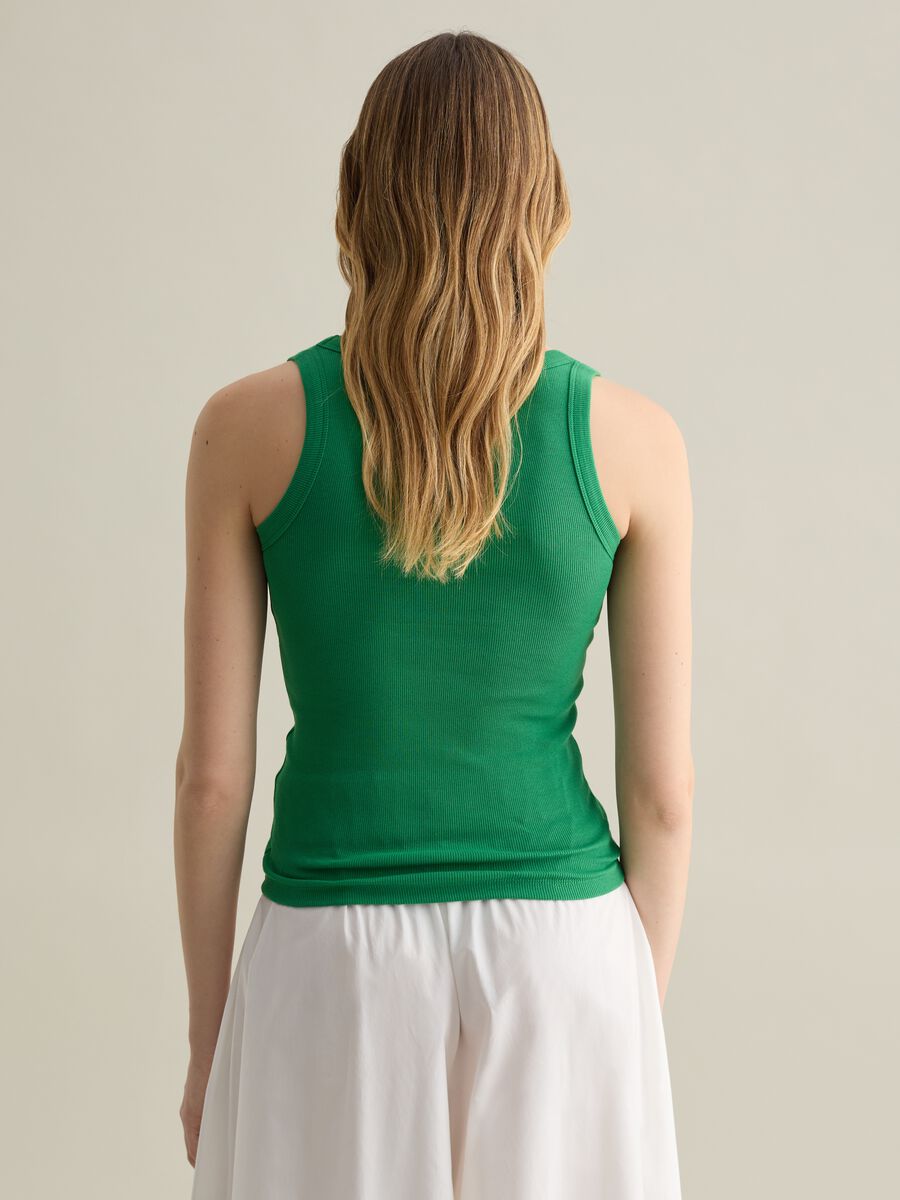 Green ribbed tank top_3