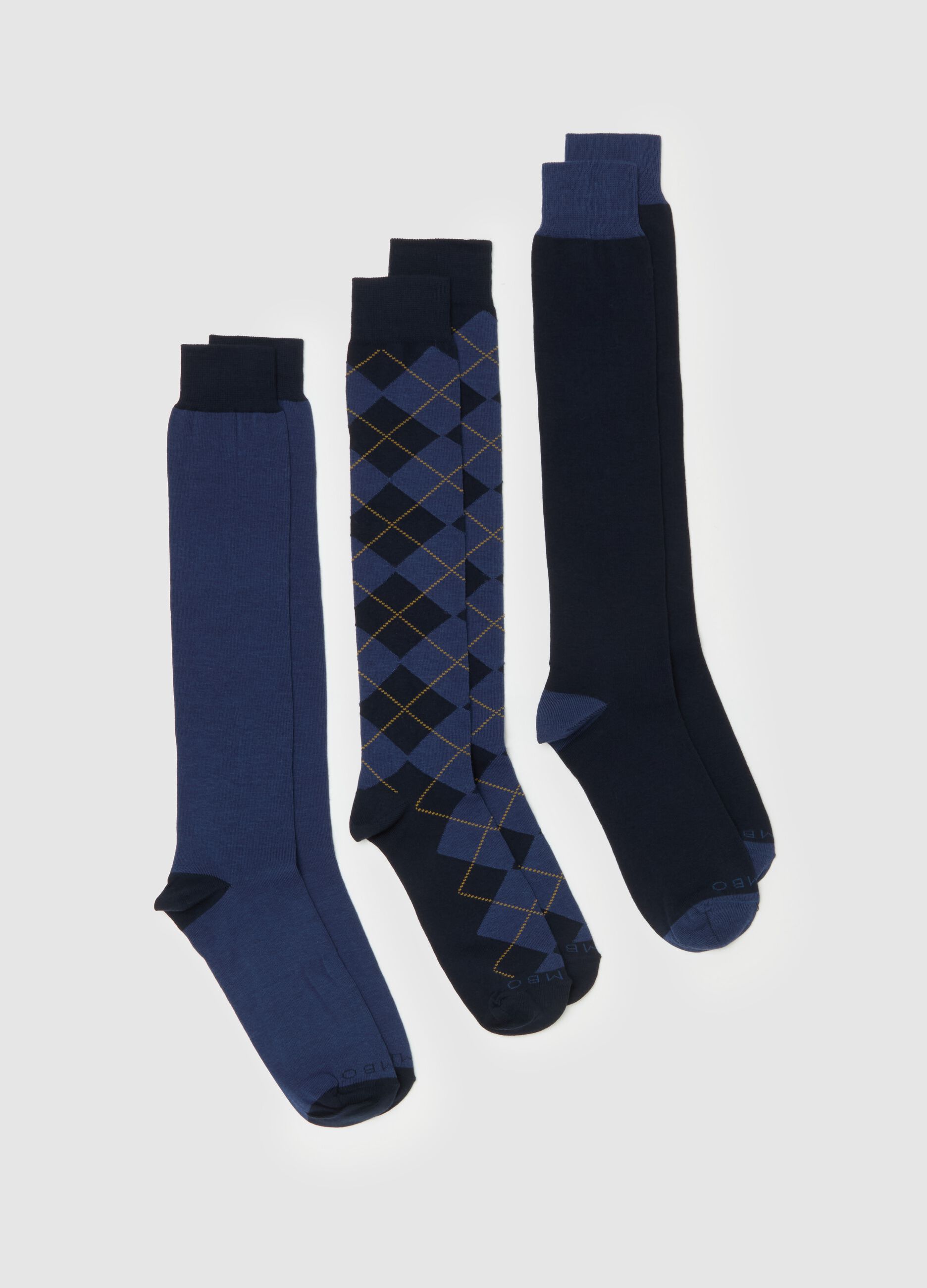 Tripack calze lunghe in fantasia Blu PIOMBO da Uomo OVS