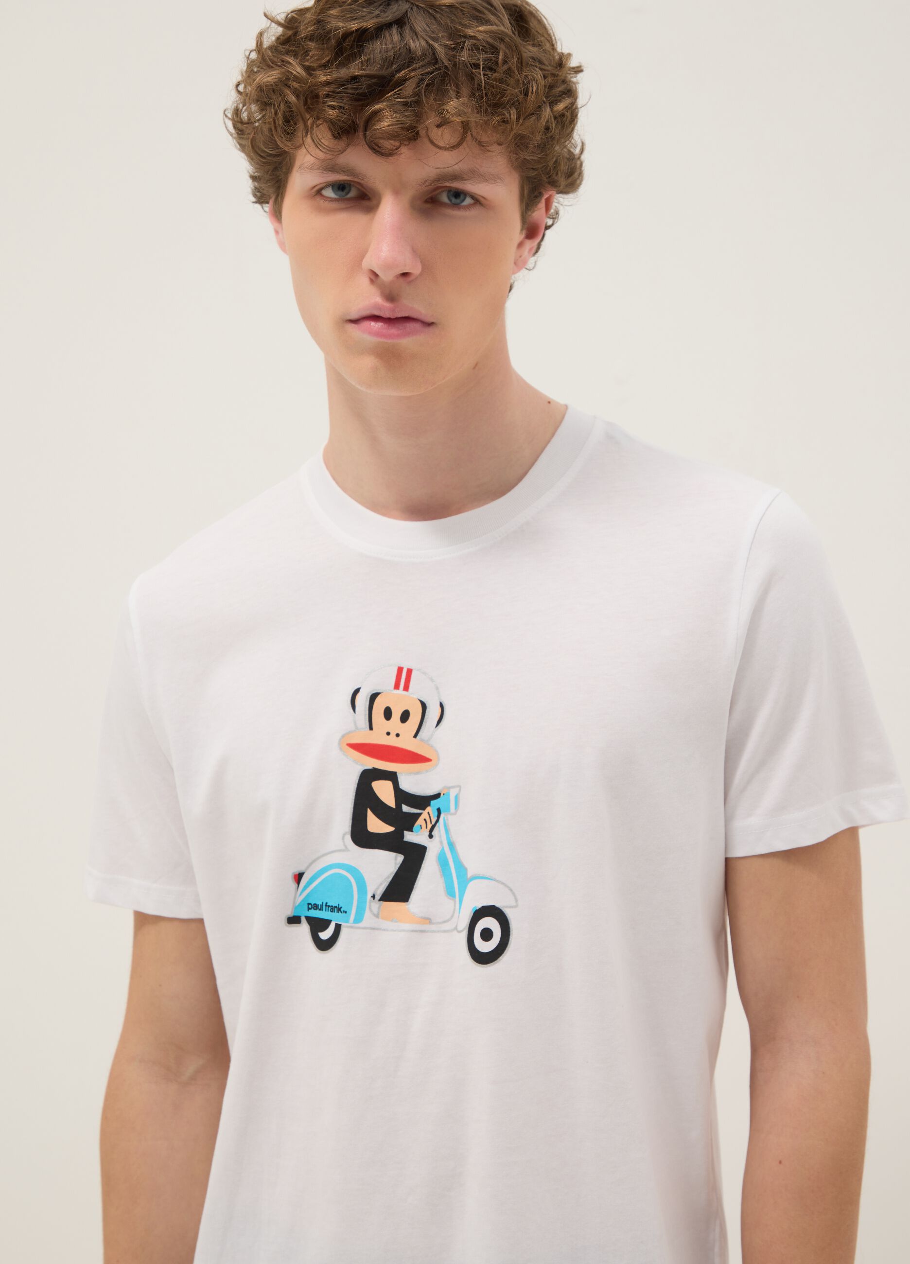 White Paul Frank print T-shirt in pure cotton, regular fit