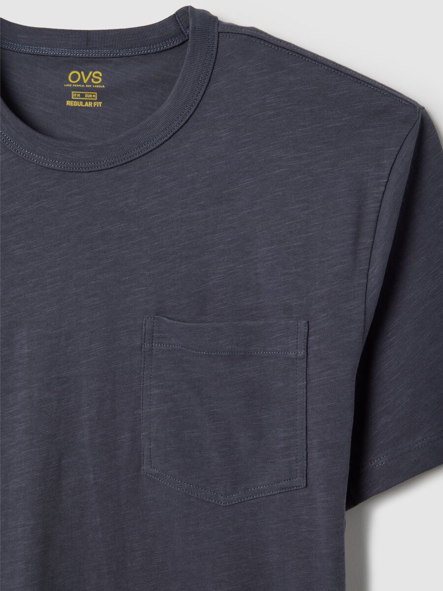 Grey pure cotton regular fit men's T-shirt with pocket_5
