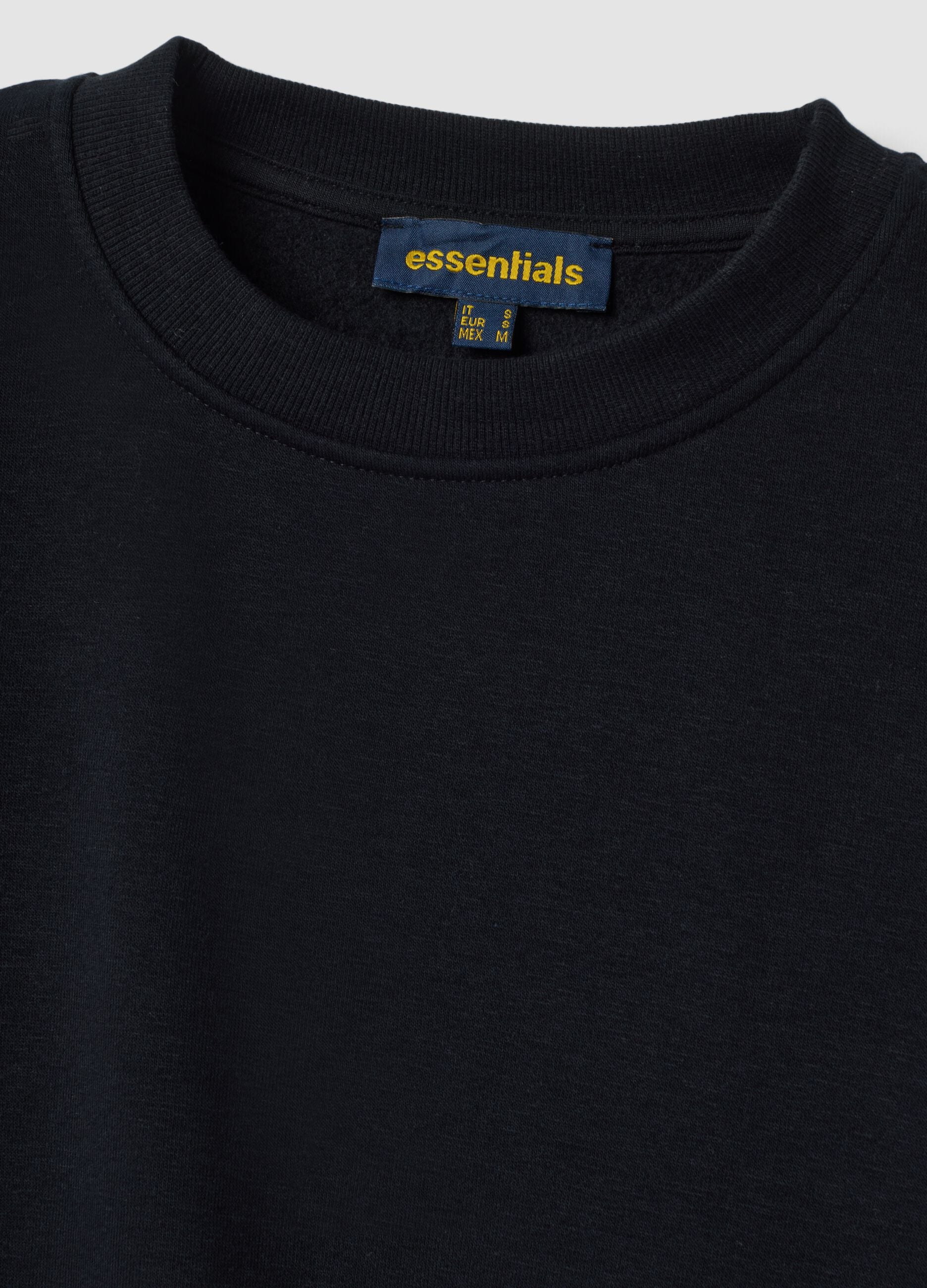 Black crew-neck sweatshirt in cotton-viscose blend fleece, regular fit