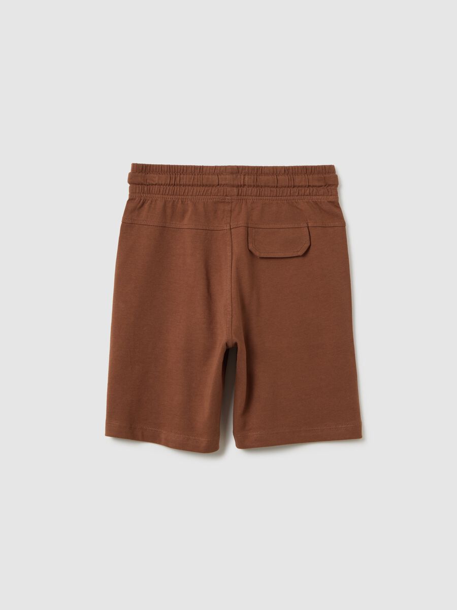 Children's brown pure cotton shorts, regular fit with print_1