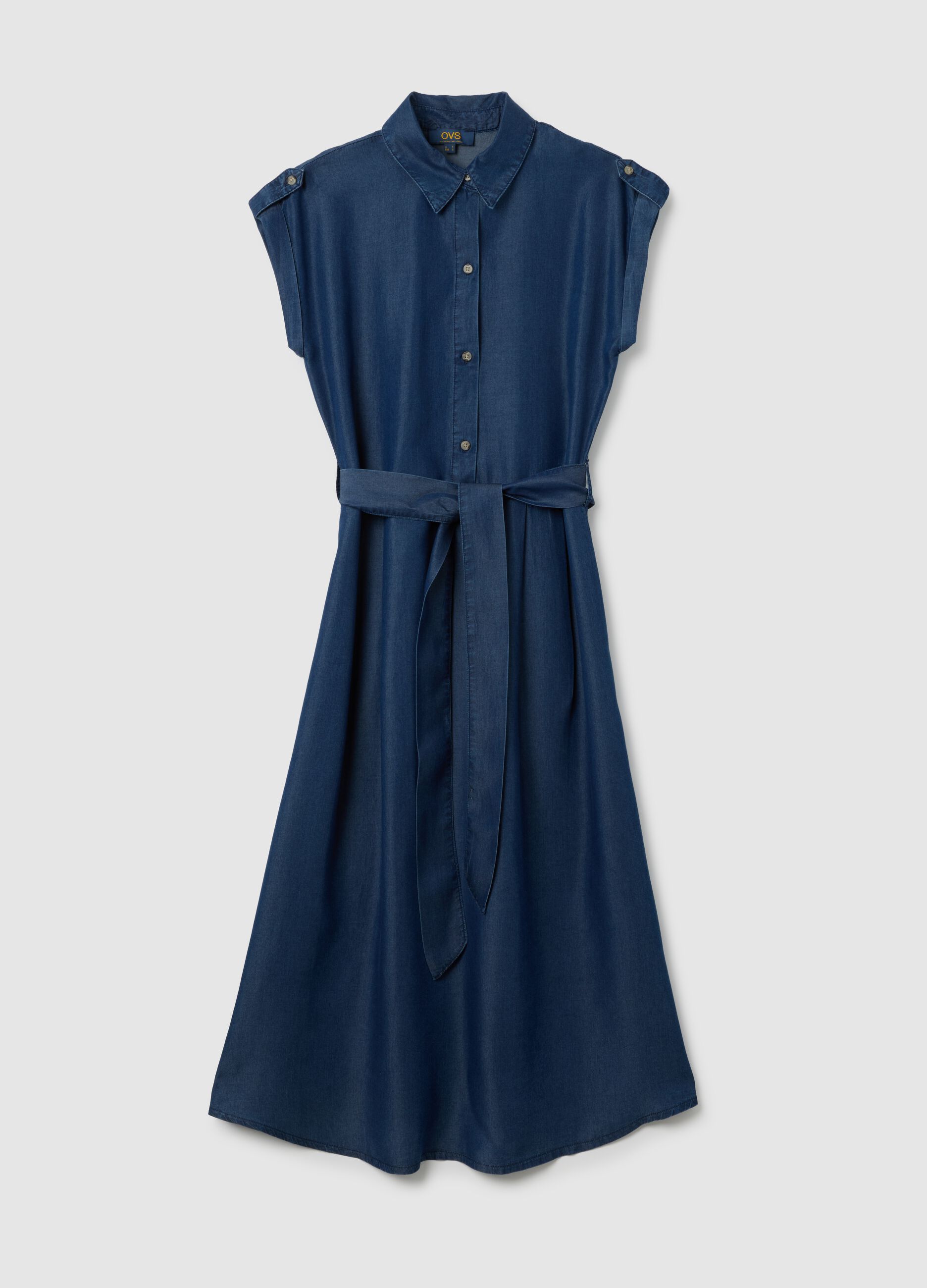 Abito chemisier da donna in lyocell blu