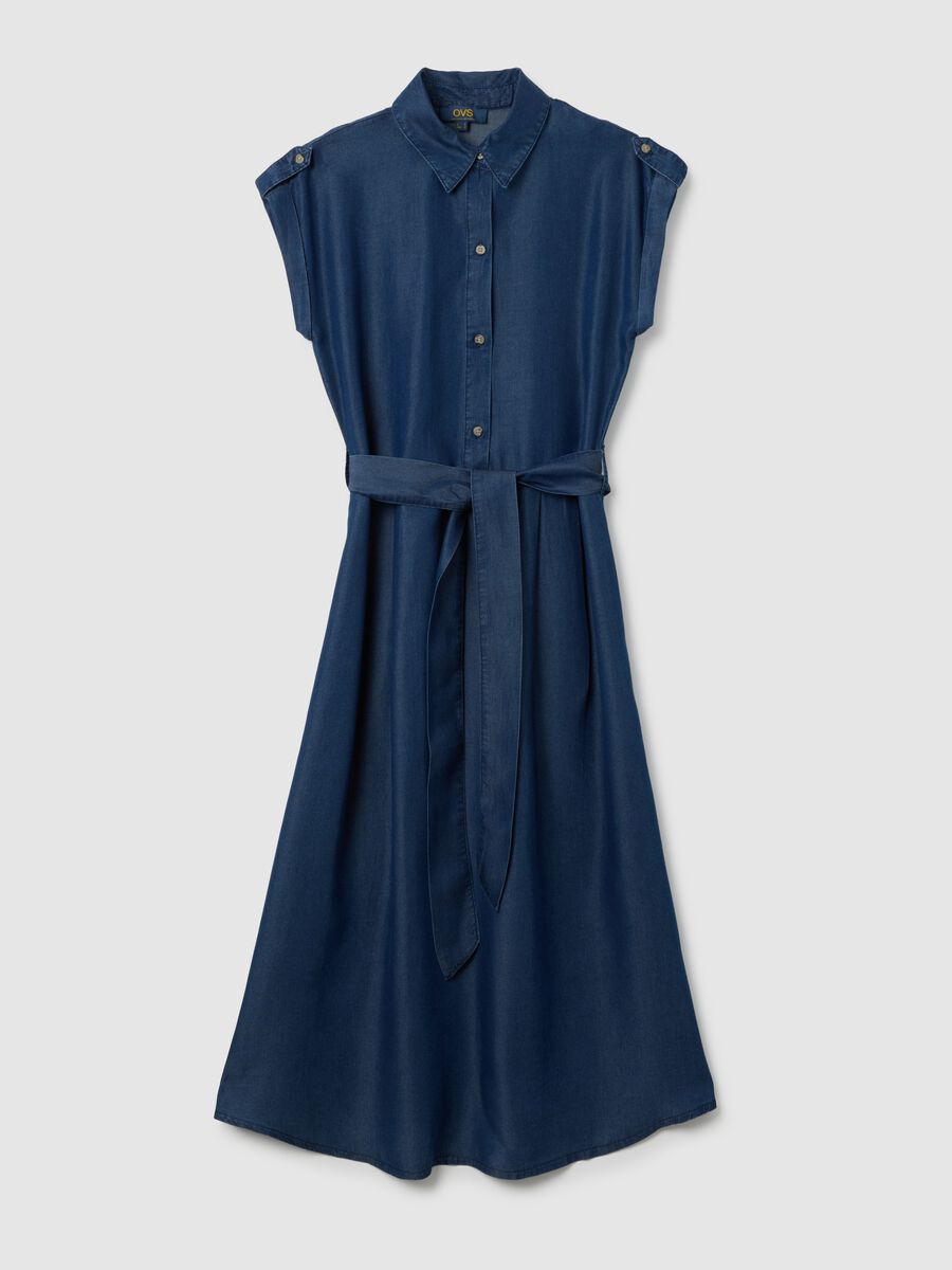 Women's blue lyocell shirt dress_4