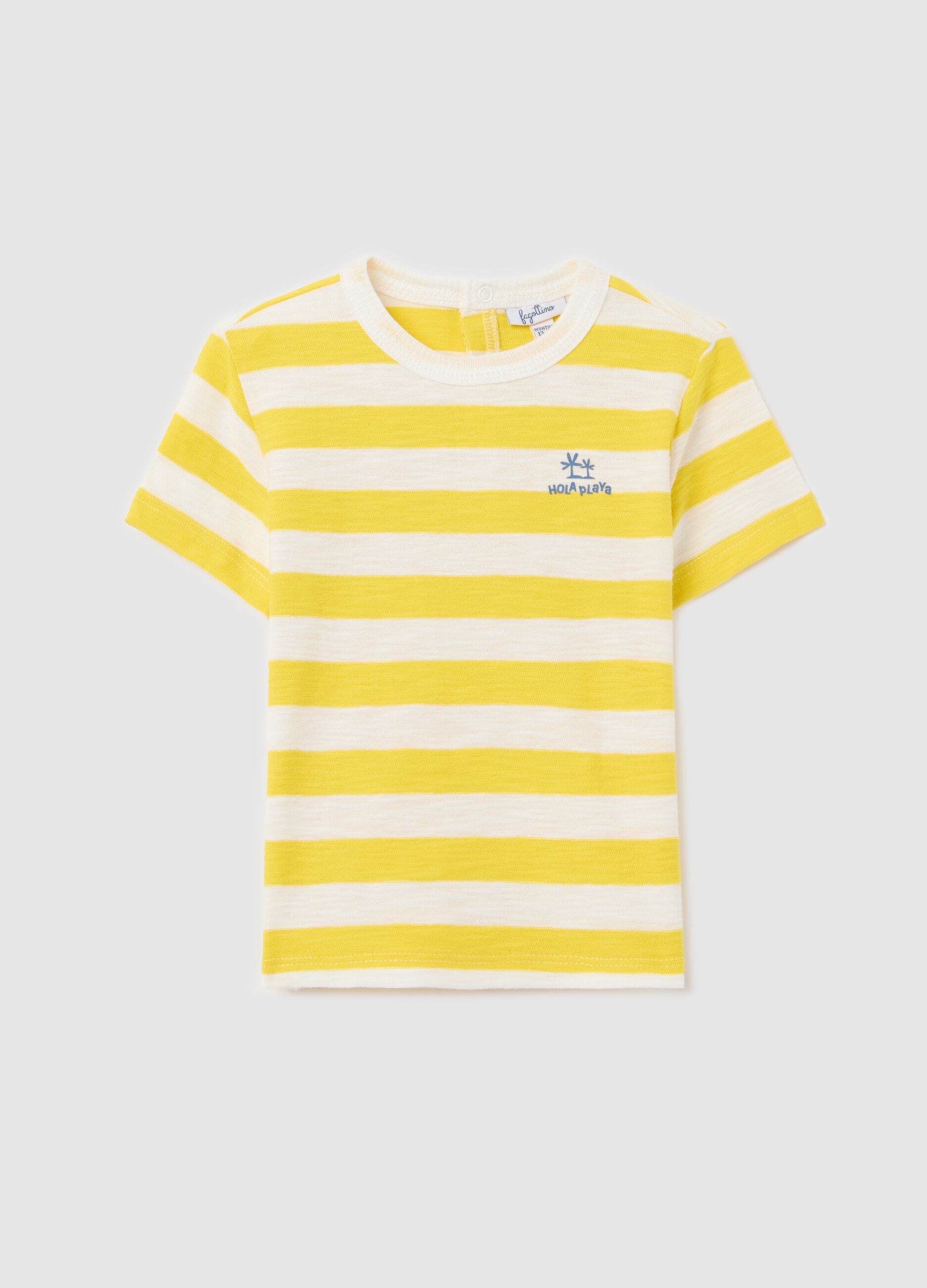 Top with yellow and white stripes in cotton