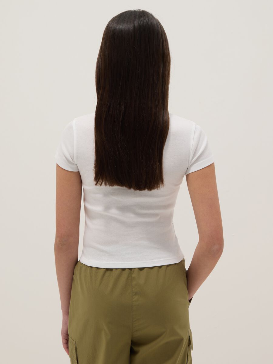 T-shirt in puro cotone bianca da ragazza slim fit con orsetti_1