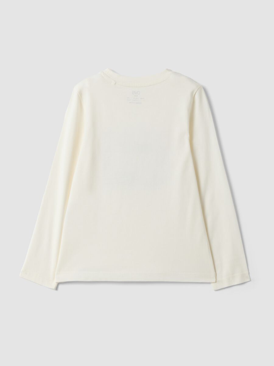 White pure organic cotton T-shirt with glitter print for girls_1
