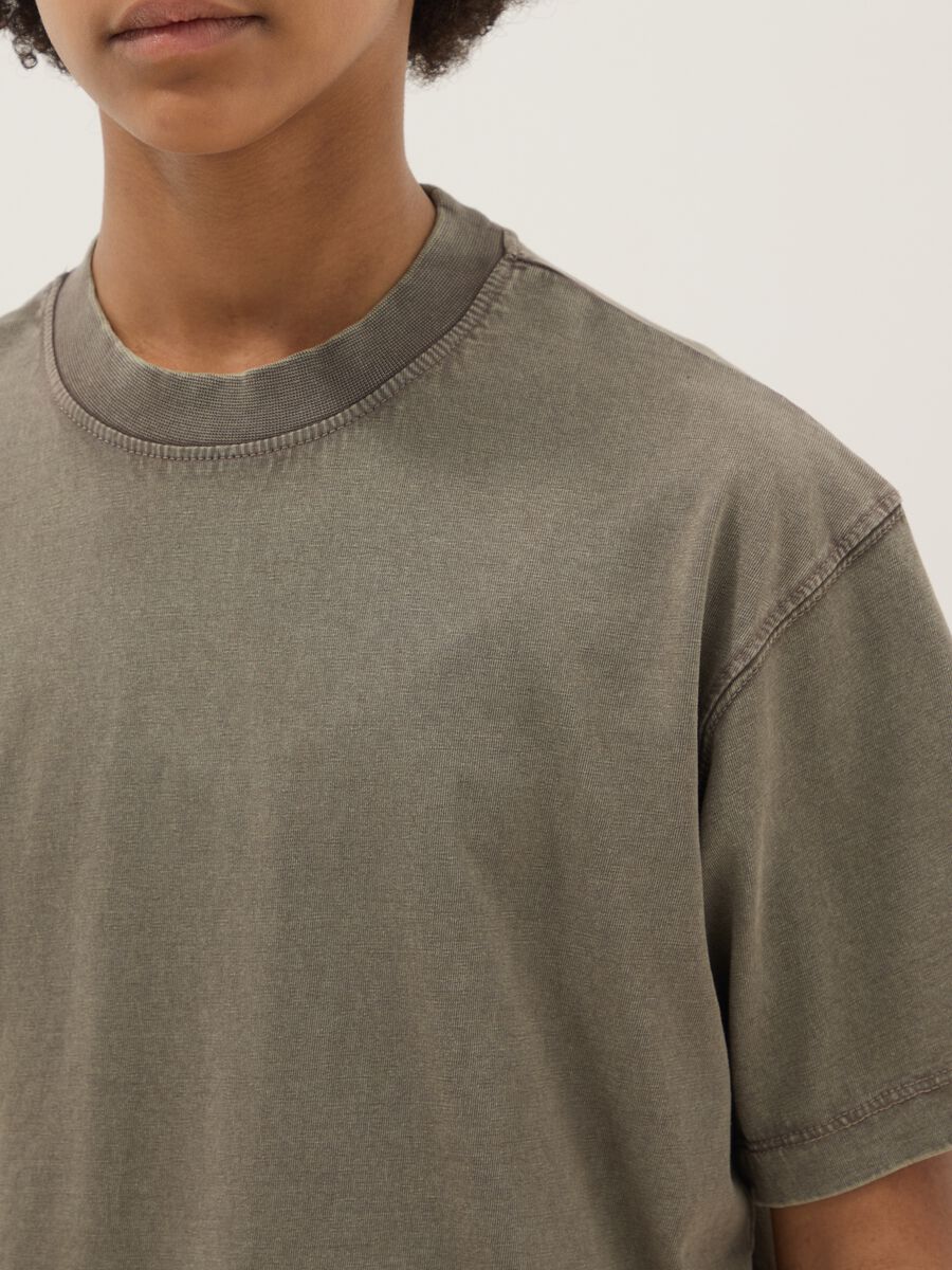 Girls' oversized fit green pure cotton T-shirt_2