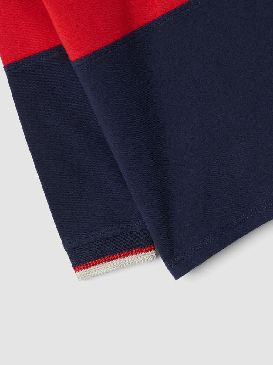 Blue striped long-sleeve pure cotton polo shirt for boys_3