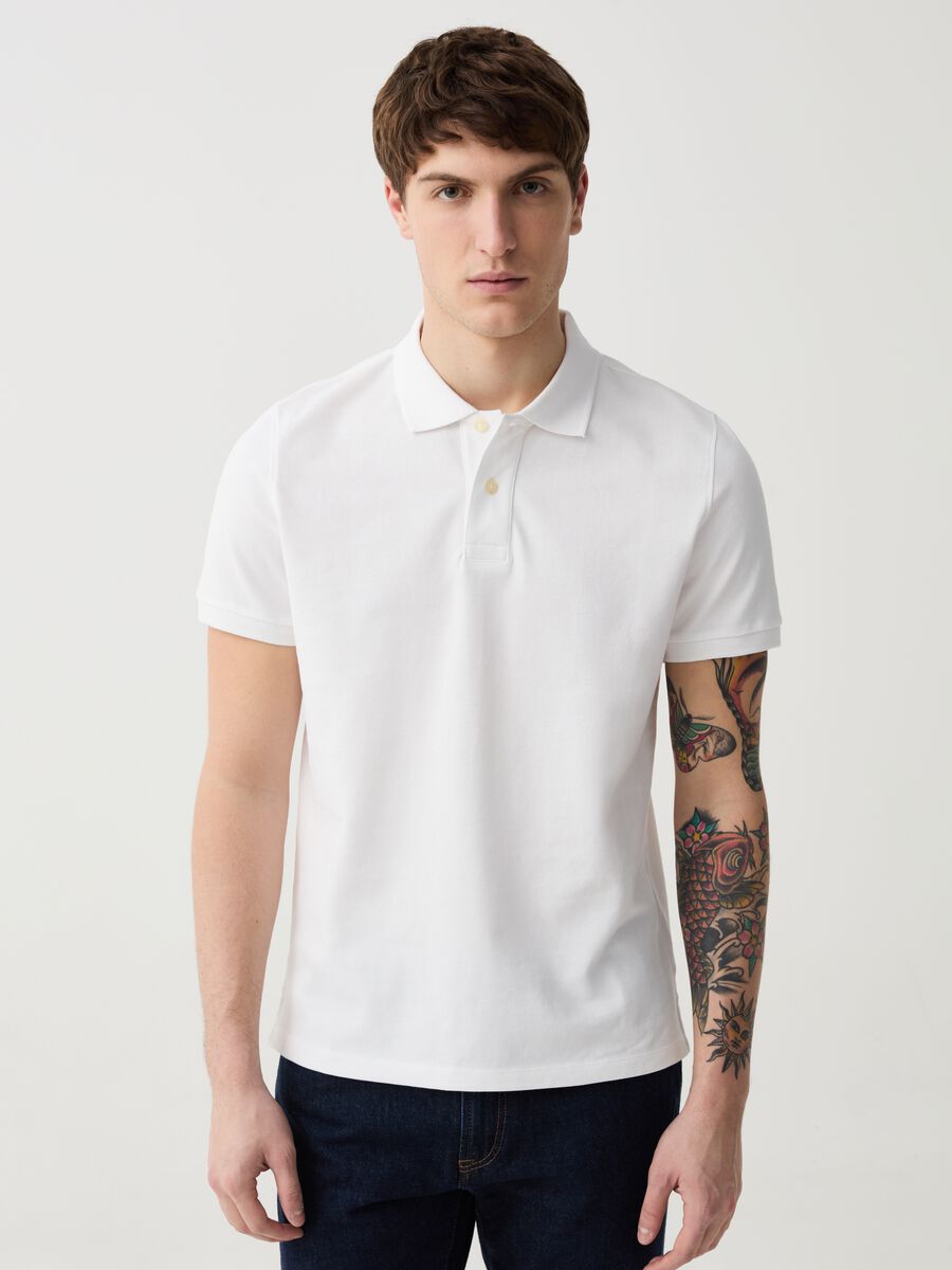 Organic cotton pique polo shirt_0