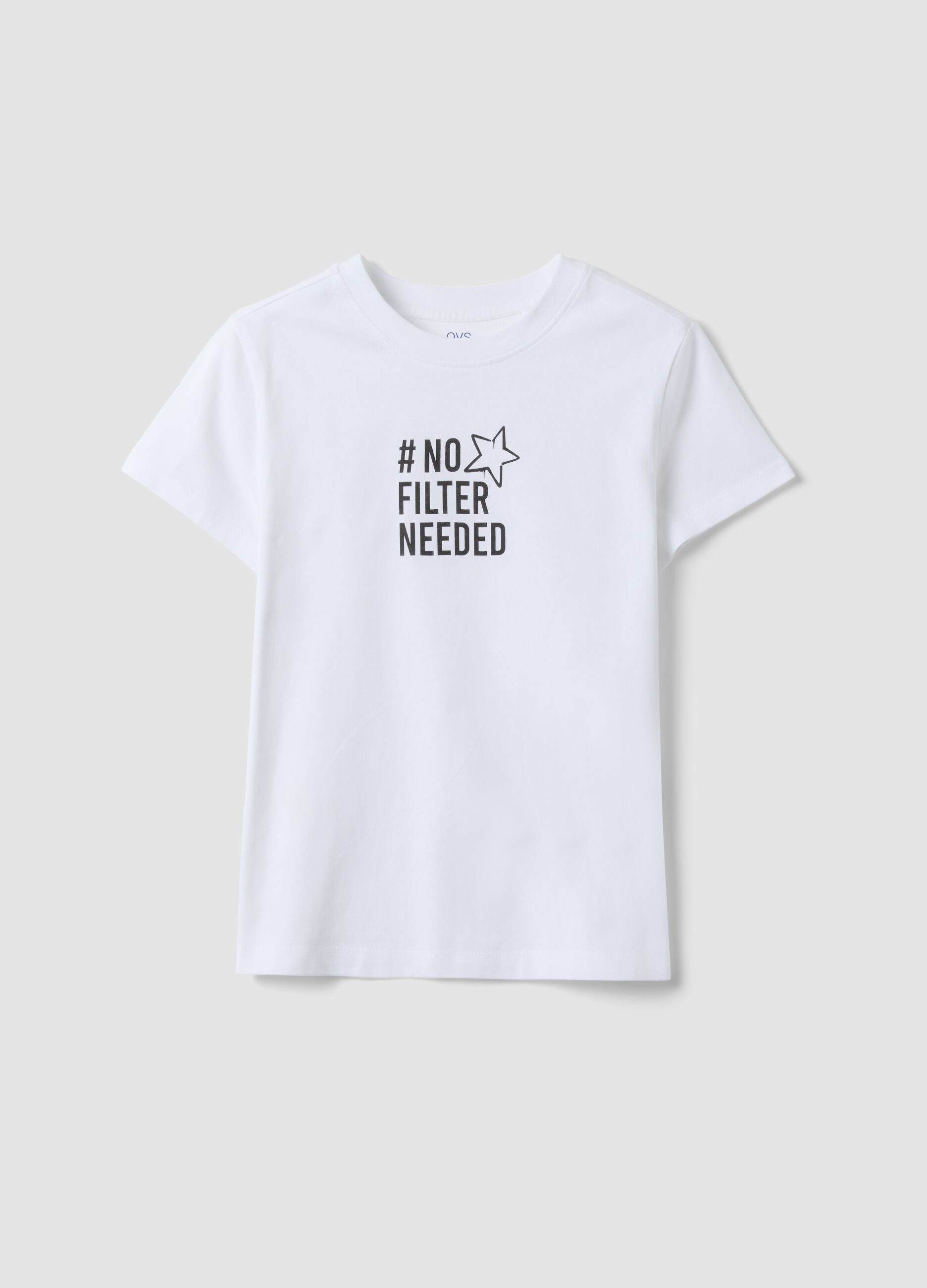 T-shirt bianca in puro cotone organico con grafica per ragazza