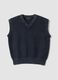 Gilet blu cropped in puro cotone con scollo profondo a V_0