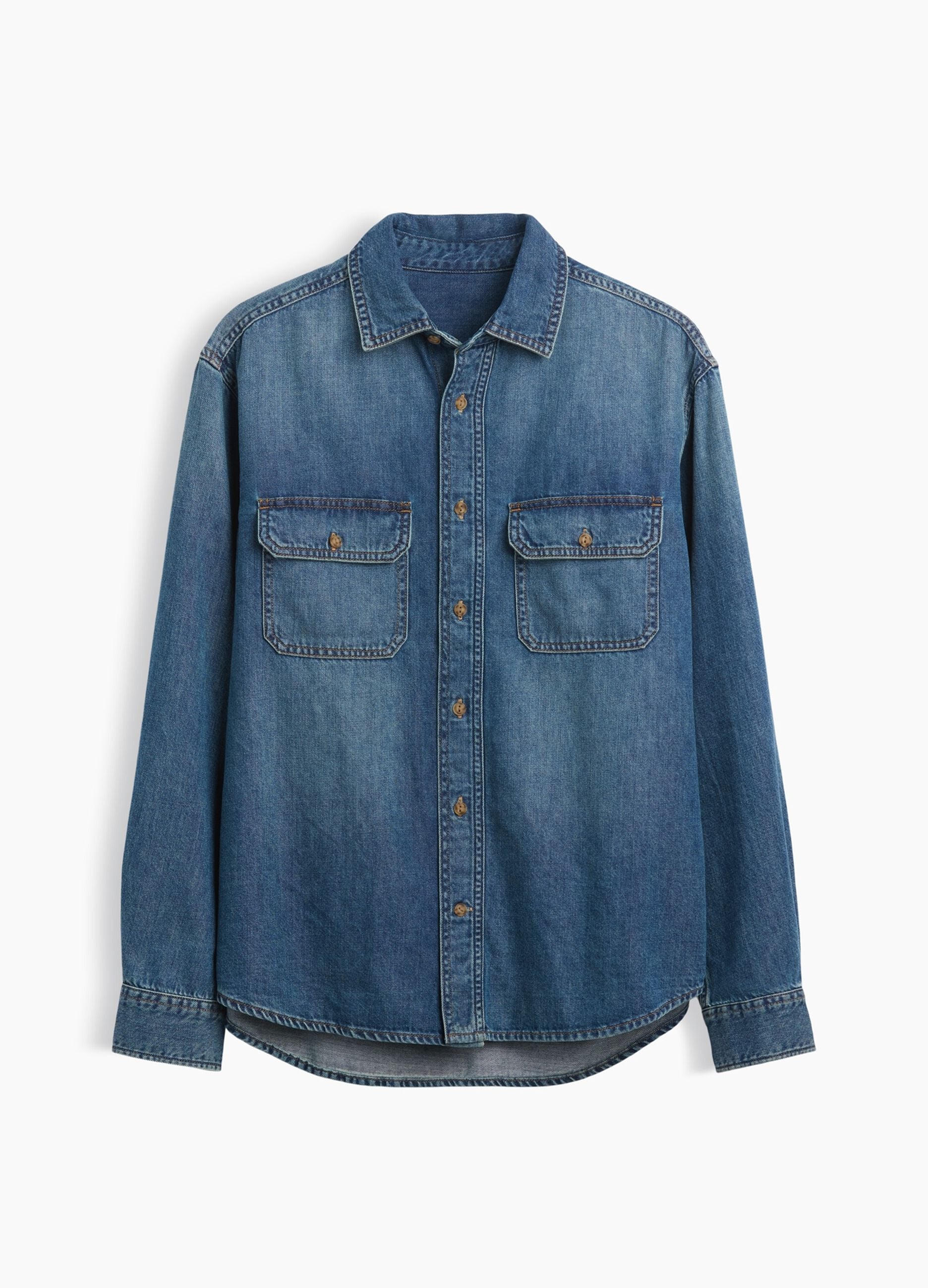 Denim shirt in a cotton and lyocell blend