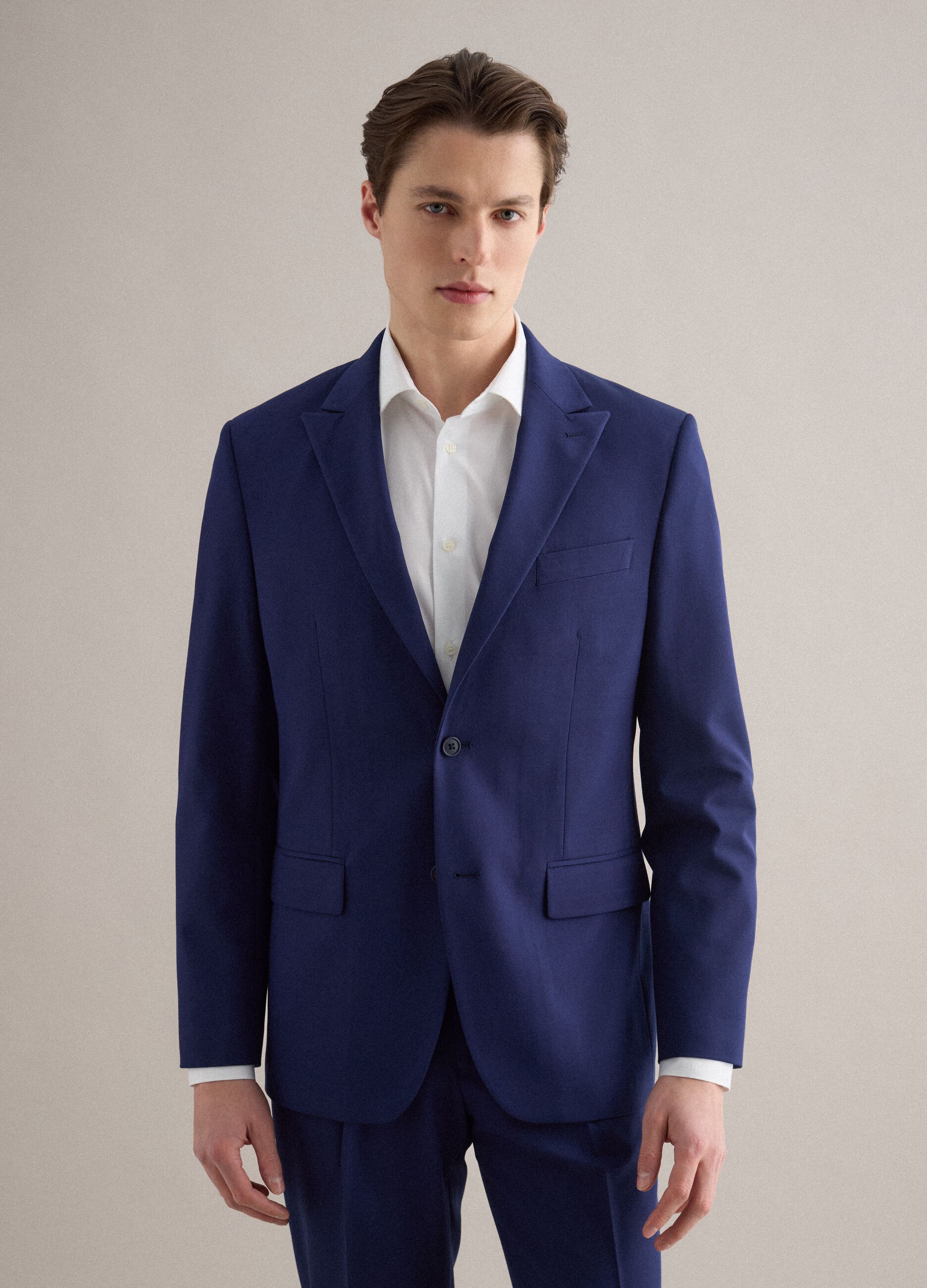 Blue Slim Fit Jacket with Notched Lapel