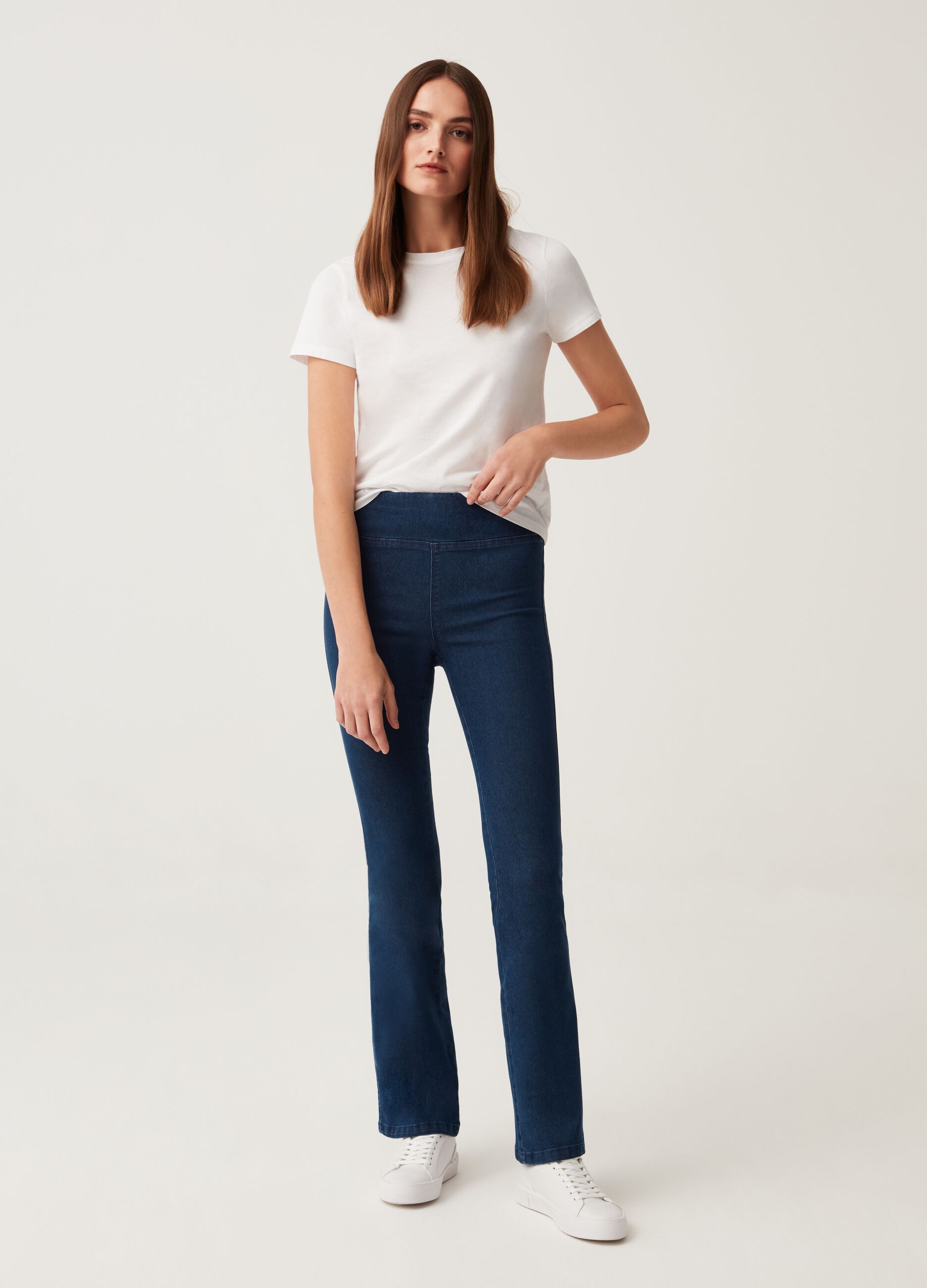 High-rise flare-fit jeggings