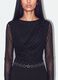 Black fitted stretch bodysuit with rhinestones_2